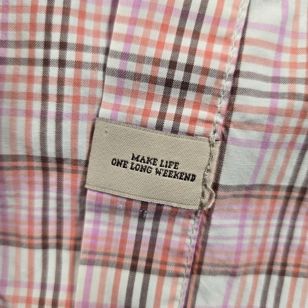 Tommy Bahama Shirt Mens 2XL‎ Pink Plaid Long Sleeve Button Front Casual Cotton